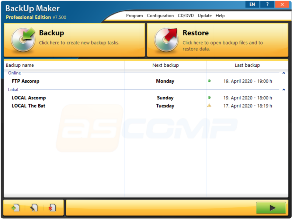 screenshot of BackUp Maker